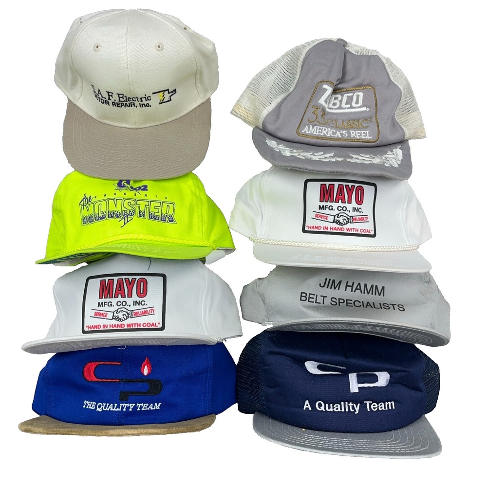 Vintage Trucker Hat Lot Snapback Cap 80s 90s USA Advertising Coal Mine Rope AM5